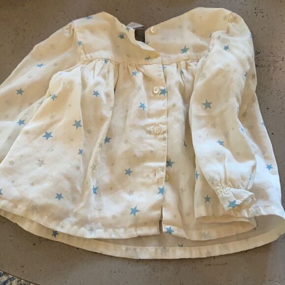 Gap long sleeve blouse blue and silver stars 6-12M - Picture 4 of 4